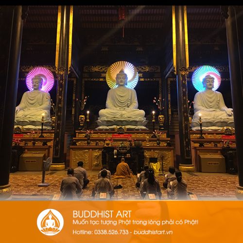 Đắp trực tiếp tôn tượng Tam Bảo Phật bằng xi măng tại Thiền Viện Khánh An 2