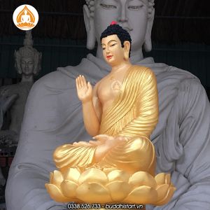 Tượng Phật A Di Đà ngồi bằng composite hoặc bột đá