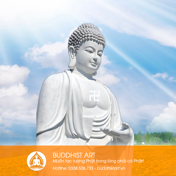 Tượng Phật A Di Đà dáng đứng bằng bột đá